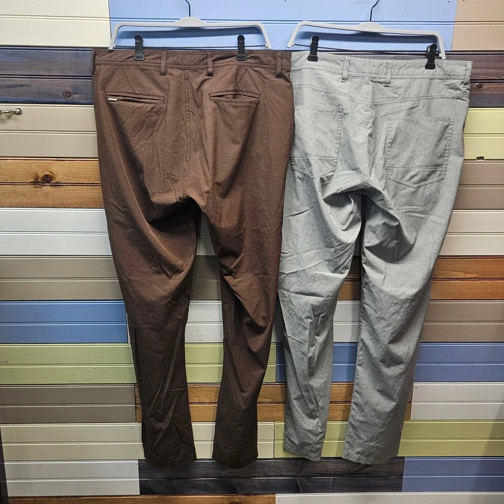 Lot of 2 Linksoul Boardwalker Golf Pants Mens 36L Brown Grey LS6153-L Stretch